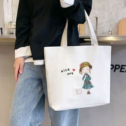 image-Women's Canvas Bag New Shoulder Handbag Student Tote One Piece