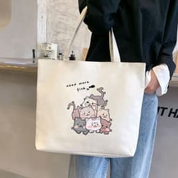 image-Women's Canvas Bag New Shoulder Handbag Student Tote One Piece