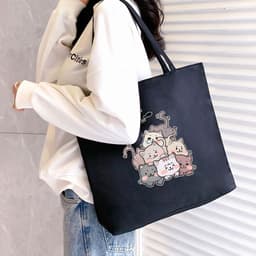 image-Women's Canvas Bag New Shoulder Handbag Student Tote One Piece