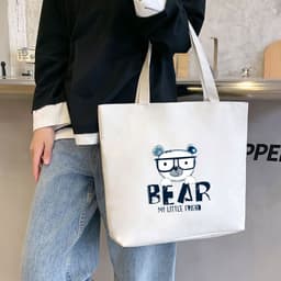 image-Women's Canvas Bag New Shoulder Handbag Student Tote One Piece