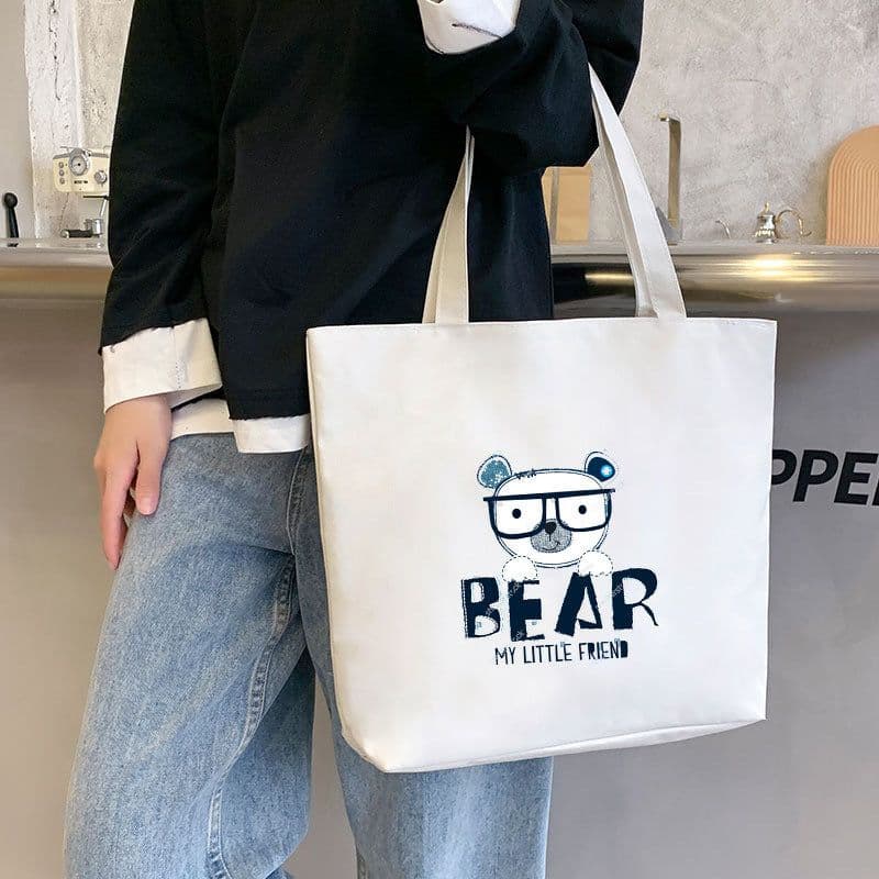 image-Women's Canvas Bag New Shoulder Handbag Student Tote One Piece