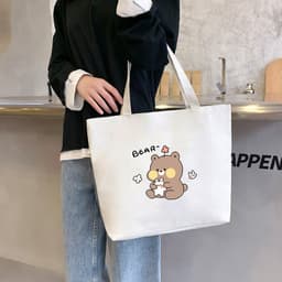 image-Women's Canvas Bag New Shoulder Handbag Student Tote One Piece