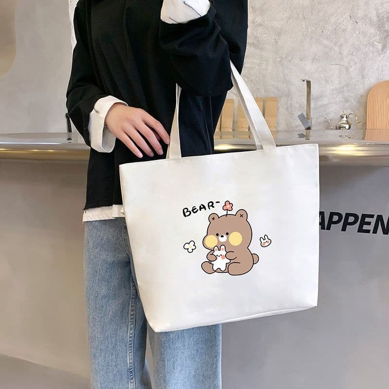 image-Women's Canvas Bag New Shoulder Handbag Student Tote One Piece