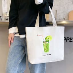 image-Women's Canvas Bag New Shoulder Handbag Student Tote One Piece