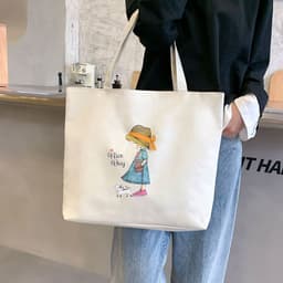 image-Women's Canvas Bag New Shoulder Handbag Student Tote One Piece