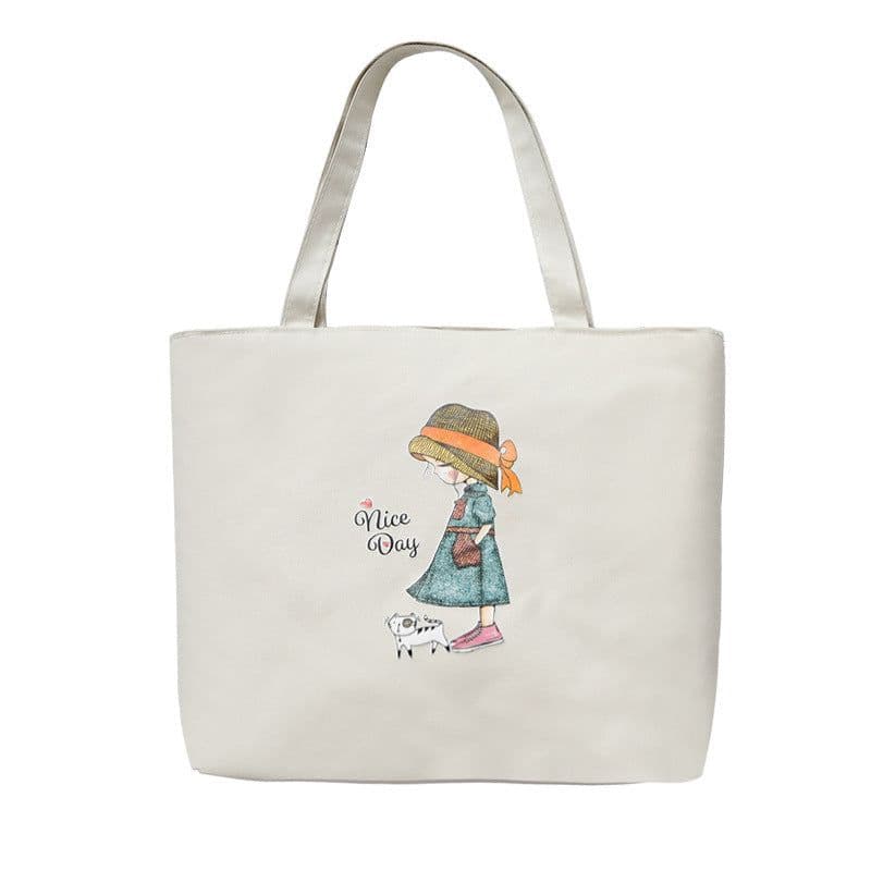 image-Women's Canvas Bag New Shoulder Handbag Student Tote One Piece