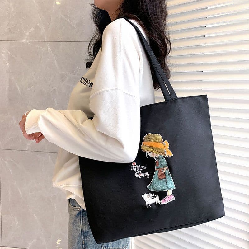 image-Women's Canvas Bag New Shoulder Handbag Student Tote One Piece