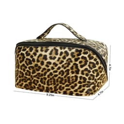 image-Women's Leopard PU Leather Wash Makeup Storage Bag Large Capacity Multifunctional