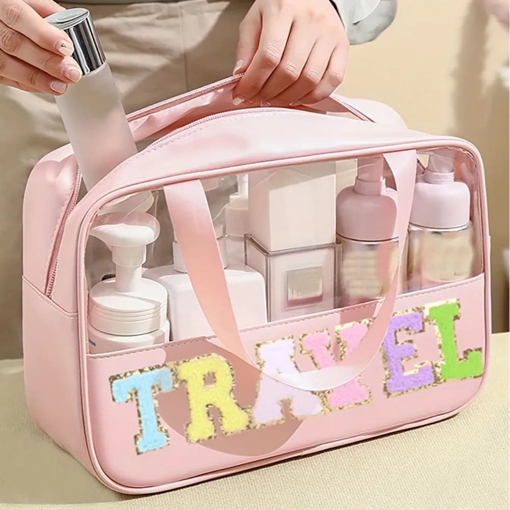 image-Large Capacity Portable Translucent Women's Cosmetic Bag