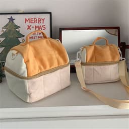 image-Cute Toast Bread Cosmetic Bag Large Capacity Ins Style Good-looking Portable Storage Bag Portable Cross Body Camera Bag
