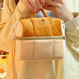 image-Cute Toast Bread Cosmetic Bag Large Capacity Ins Style Good-looking Portable Storage Bag Portable Cross Body Camera Bag