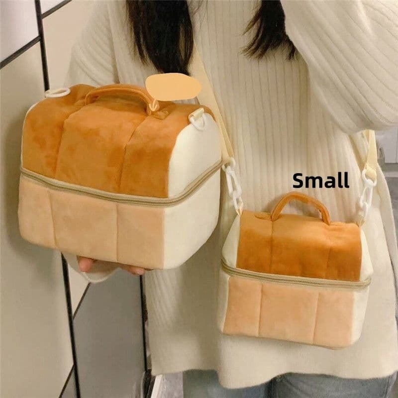 image-Cute Toast Bread Cosmetic Bag Large Capacity Ins Style Good-looking Portable Storage Bag Portable Cross Body Camera Bag