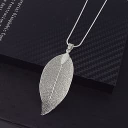 image-Wish Amazon ebay Explosive Korean Fashion Fresh Personality Metal Leaf Necklace Long Sweater Chain Wholesale