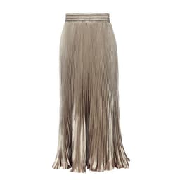 image-European Satin Metallic Pleated Skirt - Long, Elegant, One Size