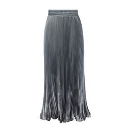 image-European Satin Metallic Pleated Skirt - Long, Elegant, One Size