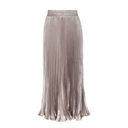 image-European Satin Metallic Pleated Skirt - Long, Elegant, One Size