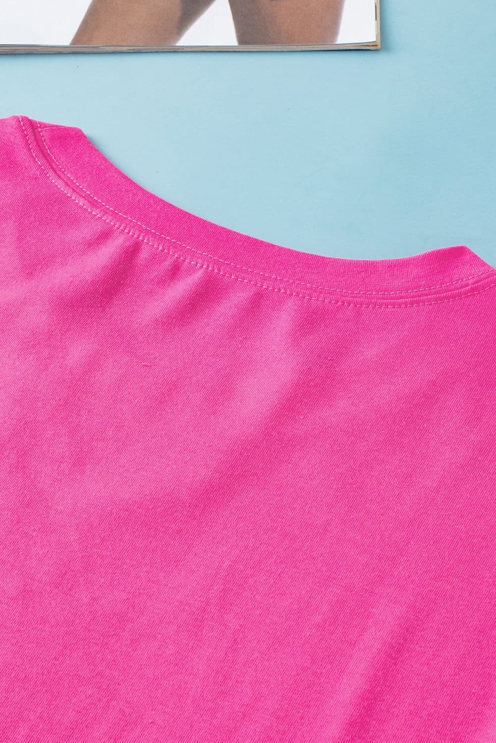 image-Dark Blue Longline Top - Short Sleeve Side Slit