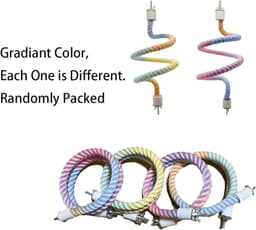 image-Gradient Colorful Bird Rope Perch Stand For Bird Cages Bendable Climbing Rope Cage Accessory Toy For Cockatiel Parakeet Sugar Glider