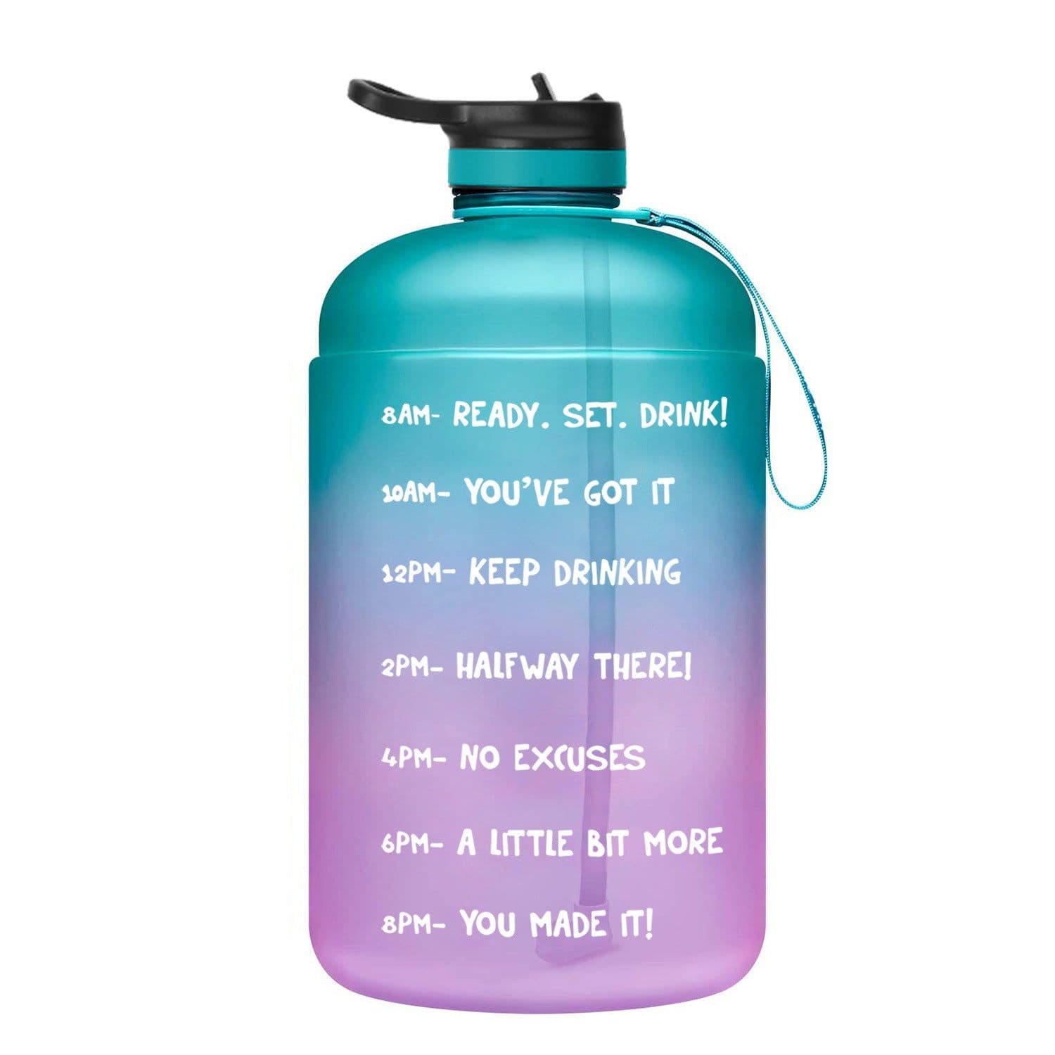 image-QuiFit Gallon Water Bottle with Straw Clear Plastic Drinking Bottles GYM Tool Jug BPA Free Sports Cup