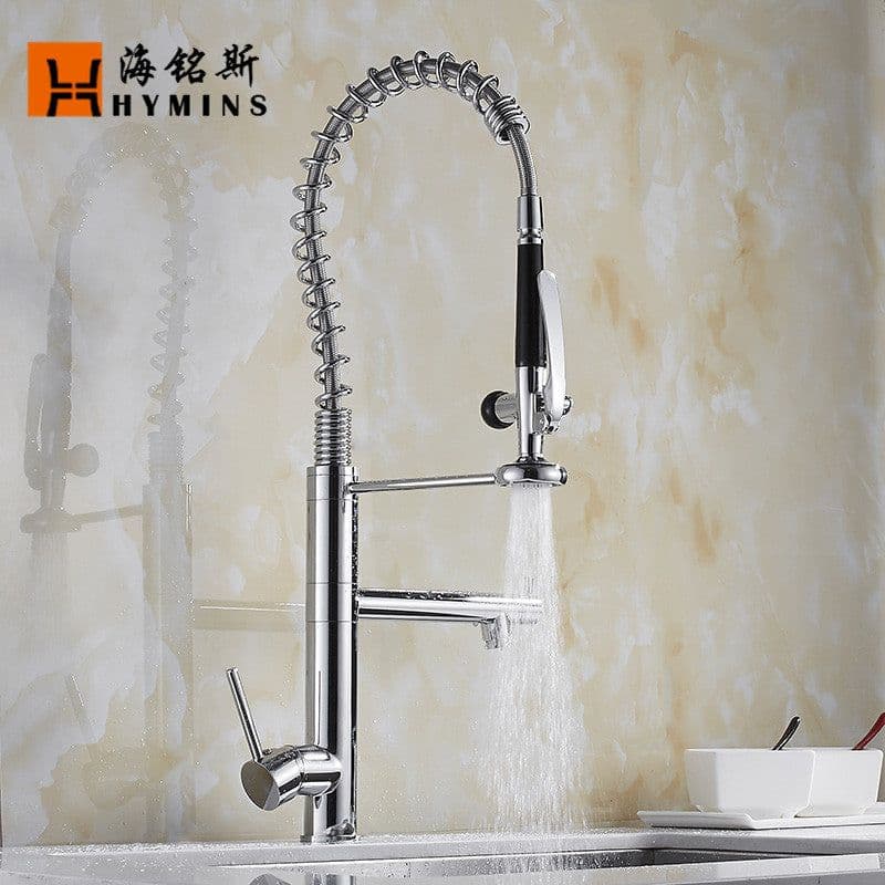 image-Heimingsi Kitchen Faucet Pull-Out Sprayer Copper