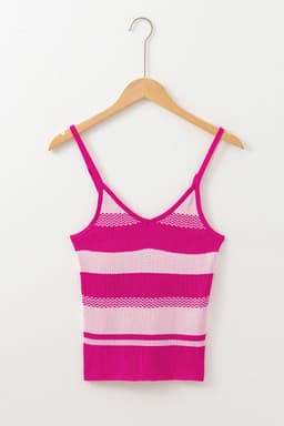 image-Red Stripe V-Neck Sweater Vest - Spaghetti Straps - Slim Fit