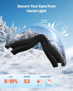 image-VEVOR Frameless Ski Goggles, Spherical Lens with Blue Revo Coating, OTG Anti fog Snow Goggles for Men Women Youth, TPU Frame & Ventilation Structure, Suitable for Skiing, Skating, Snowboarding