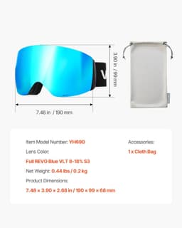 image-VEVOR Frameless Ski Goggles, Spherical Lens with Blue Revo Coating, OTG Anti fog Snow Goggles for Men Women Youth, TPU Frame & Ventilation Structure, Suitable for Skiing, Skating, Snowboarding