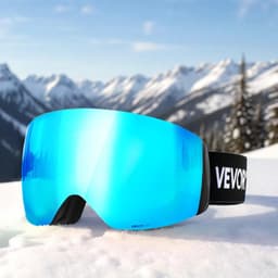 image-VEVOR Frameless Ski Goggles, Spherical Lens with Blue Revo Coating, OTG Anti fog Snow Goggles for Men Women Youth, TPU Frame & Ventilation Structure, Suitable for Skiing, Skating, Snowboarding