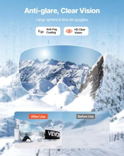 image-VEVOR Frameless Ski Goggles, Magnet Cylindrical Lens with Silver Mirror Revo Coating, OTG Anti fog Snow Goggles for Men Women, TPU Frame & Ventilation Structure, Fit for Skiing, Skating, Snowboarding
