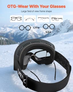 image-VEVOR Frameless Ski Goggles, Magnet Cylindrical Lens with Silver Mirror Revo Coating, OTG Anti fog Snow Goggles for Men Women, TPU Frame & Ventilation Structure, Fit for Skiing, Skating, Snowboarding