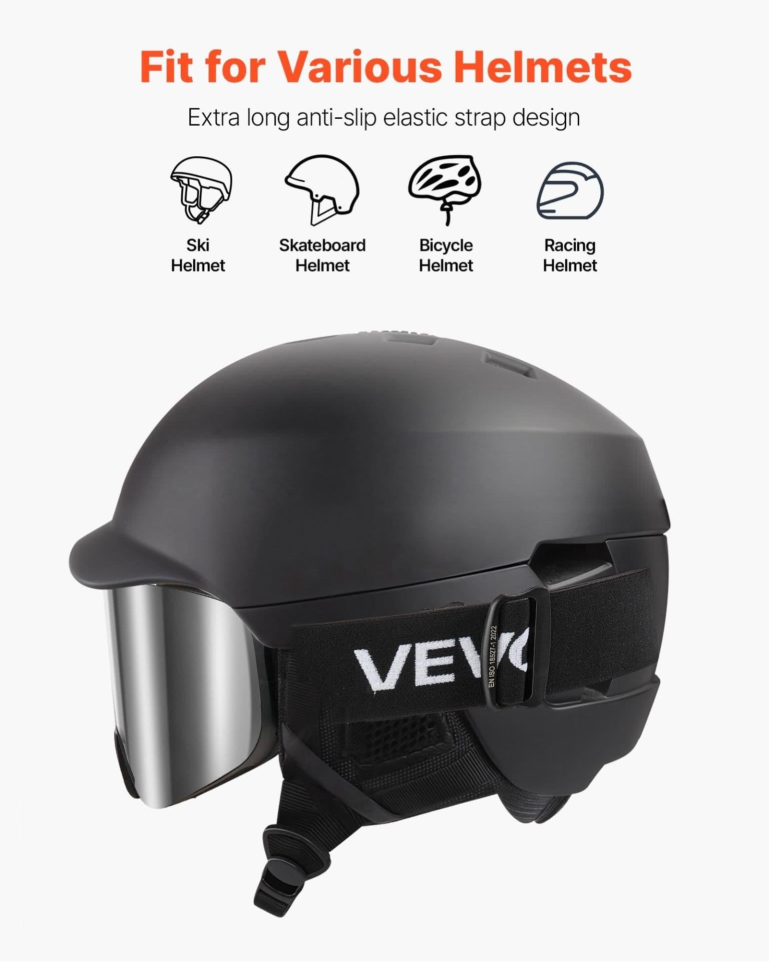 image-VEVOR Frameless Ski Goggles, Magnet Cylindrical Lens with Silver Mirror Revo Coating, OTG Anti fog Snow Goggles for Men Women, TPU Frame & Ventilation Structure, Fit for Skiing, Skating, Snowboarding