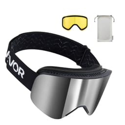 image-VEVOR Frameless Ski Goggles, Magnet Cylindrical Lens with Silver Mirror Revo Coating, OTG Anti fog Snow Goggles for Men Women, TPU Frame & Ventilation Structure, Fit for Skiing, Skating, Snowboarding