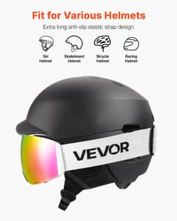 image-VEVOR Frameless Ski Goggles - Pink Revo Lens OTG Anti-fog
