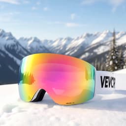 image-VEVOR Frameless Ski Goggles - Pink Revo Lens OTG Anti-fog