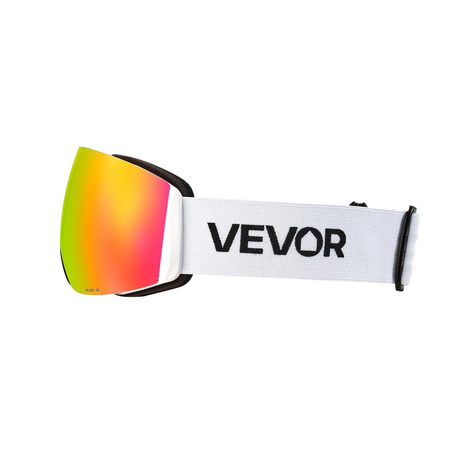 image-VEVOR Frameless Ski Goggles - Pink Revo Lens OTG Anti-fog