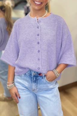 image-Moonlight Jade 3/4 Sleeve Boxy Knit Cardigan
