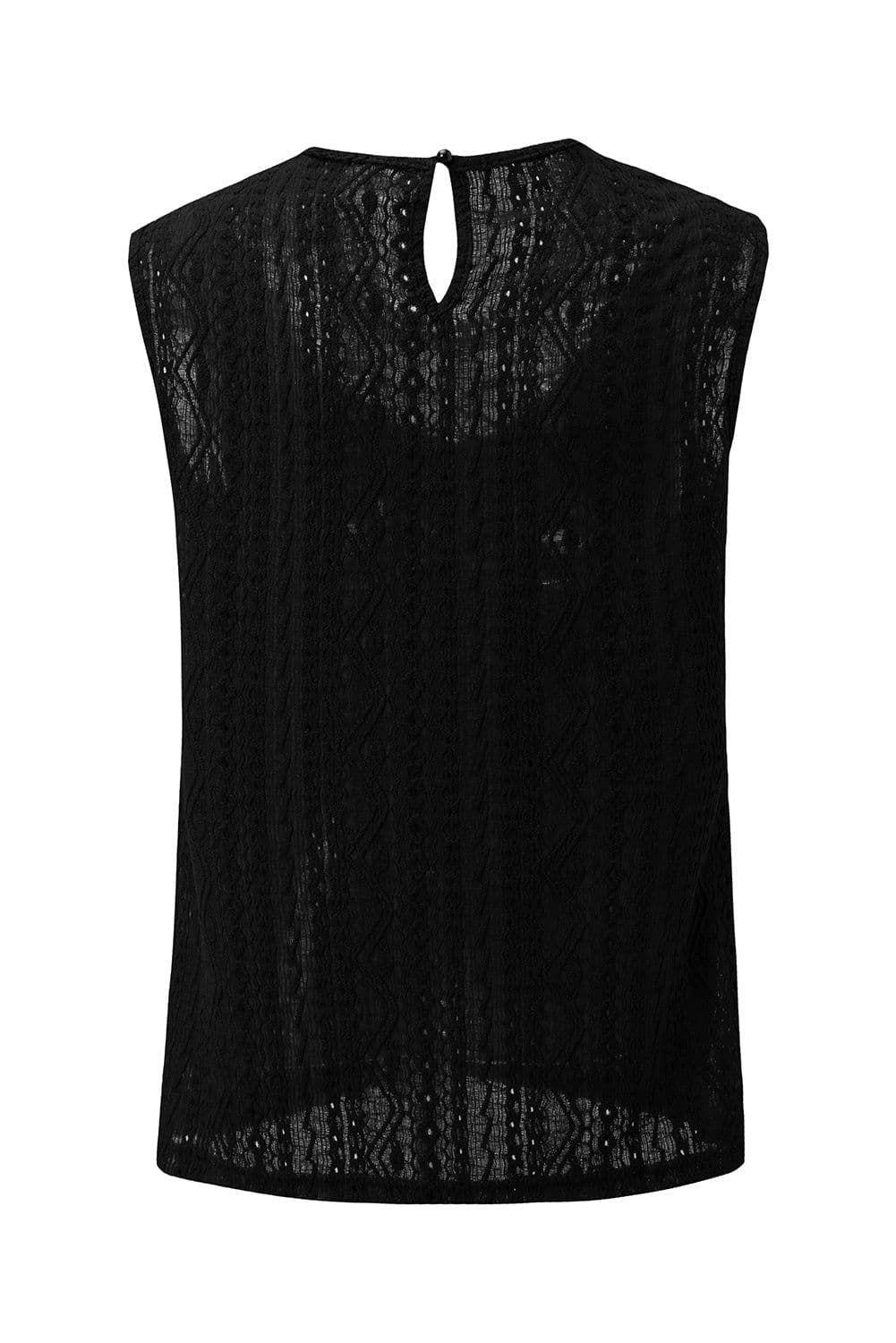 image-Guipure Lace Crochet Keyhole Back Tank Top - Apricot