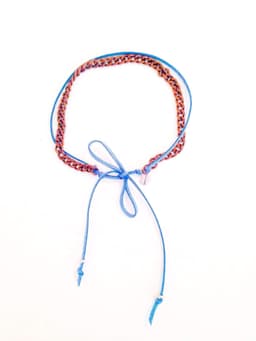 image-Choker with deerskin leather and silver or gold chain. Black choker,