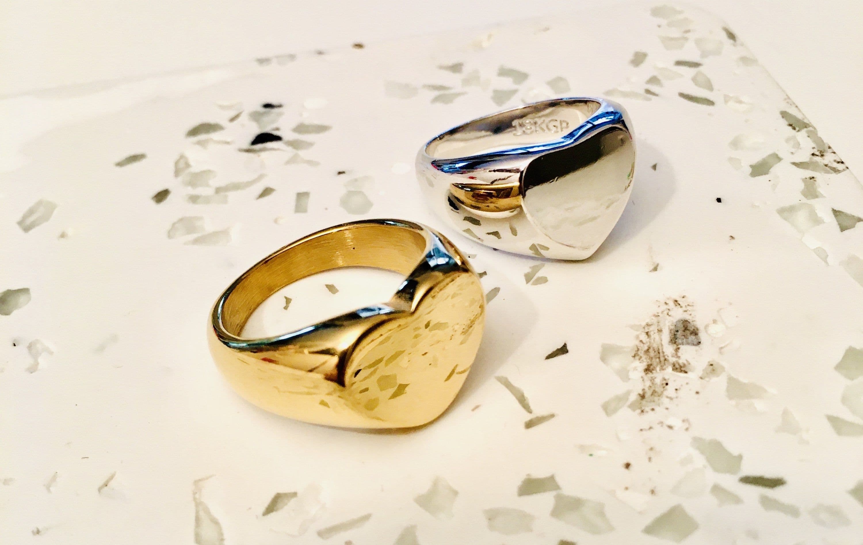 image-Heart Ring in Gold or Silver, Heart rings, Heart jewelry - Unique