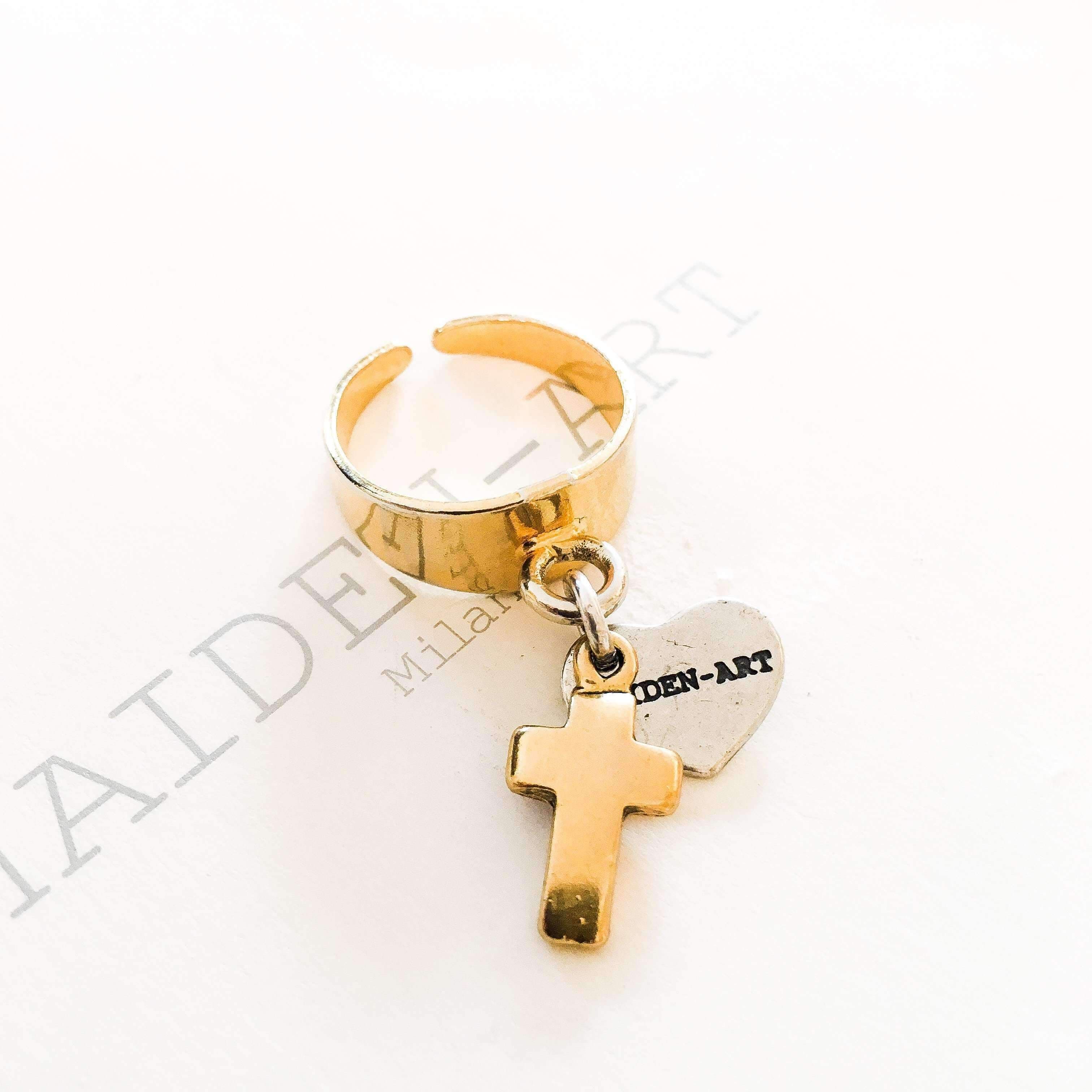 image-Cross Ring in Gold. Cross ring gold, Cross Jewelry, Gold Cross