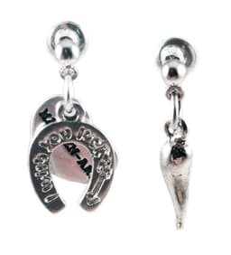 image-Horseshoe and lucky horn Earrings. Perfect for parties, summer time