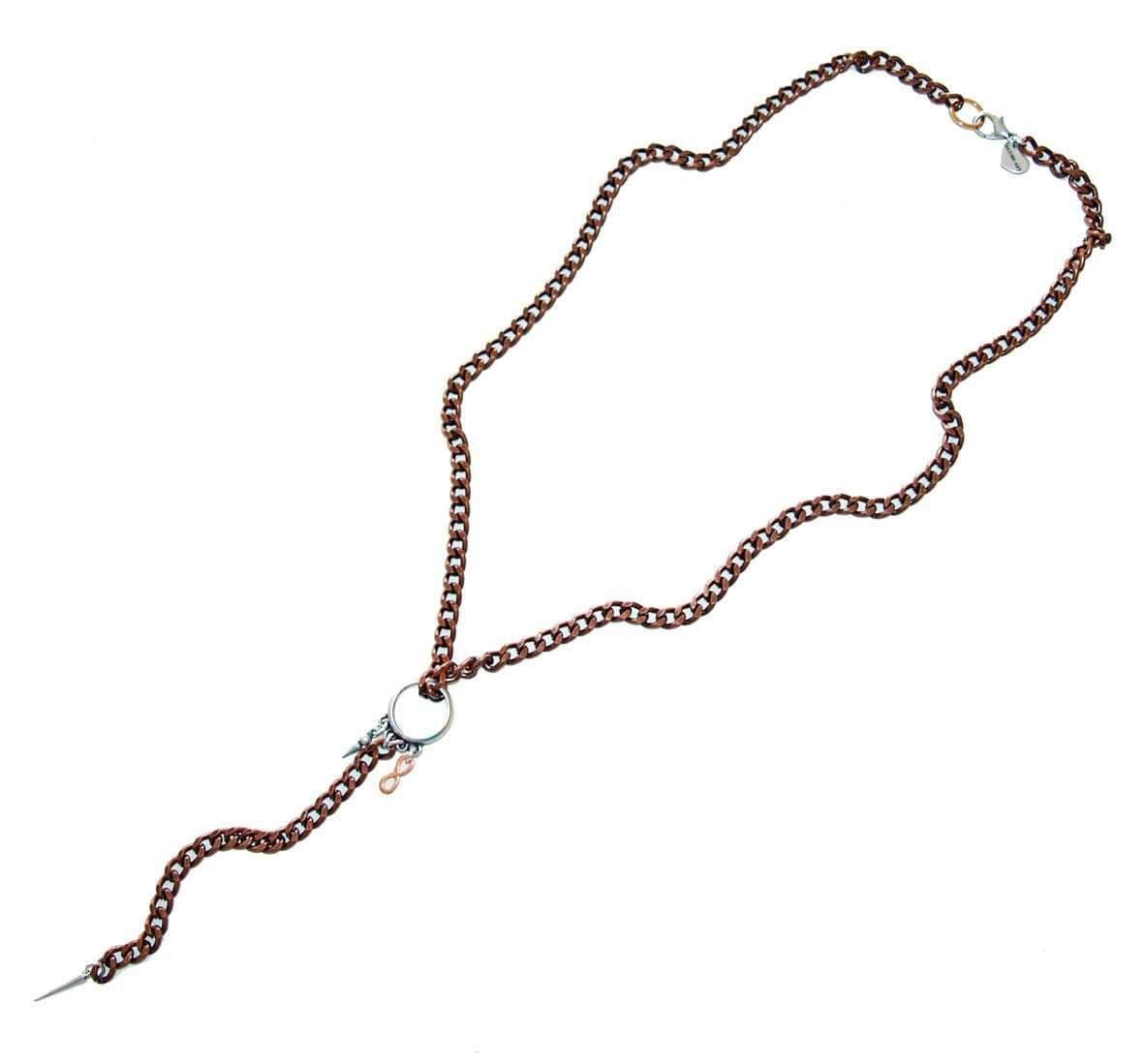image-Lariat necklace with studs in copper