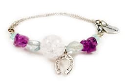 image-Aquamarine, White Onyx and Amethyst Stones Silver Plated Bracelet with
