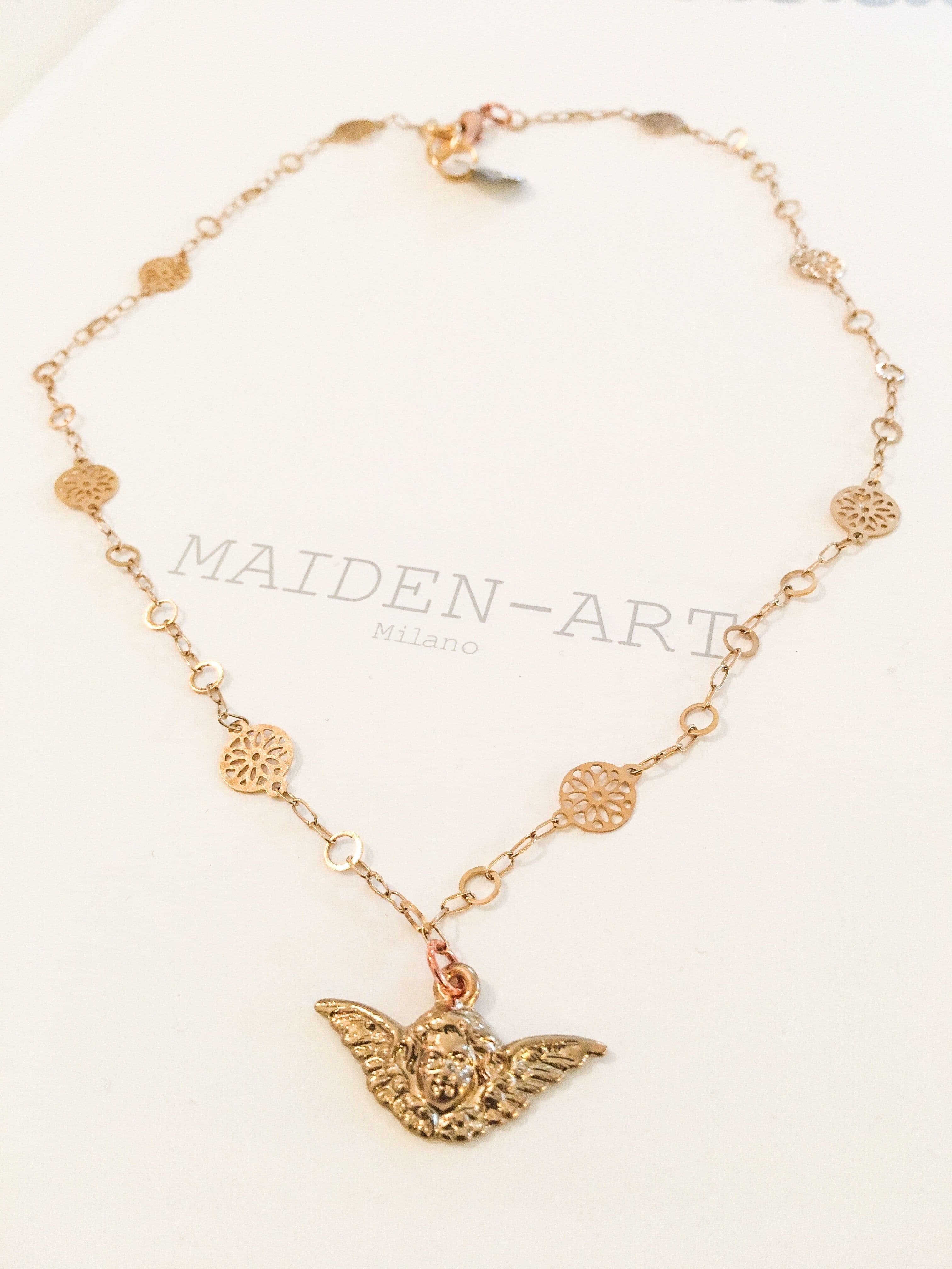 image-Cherub Charm Necklace. Lucky Necklace