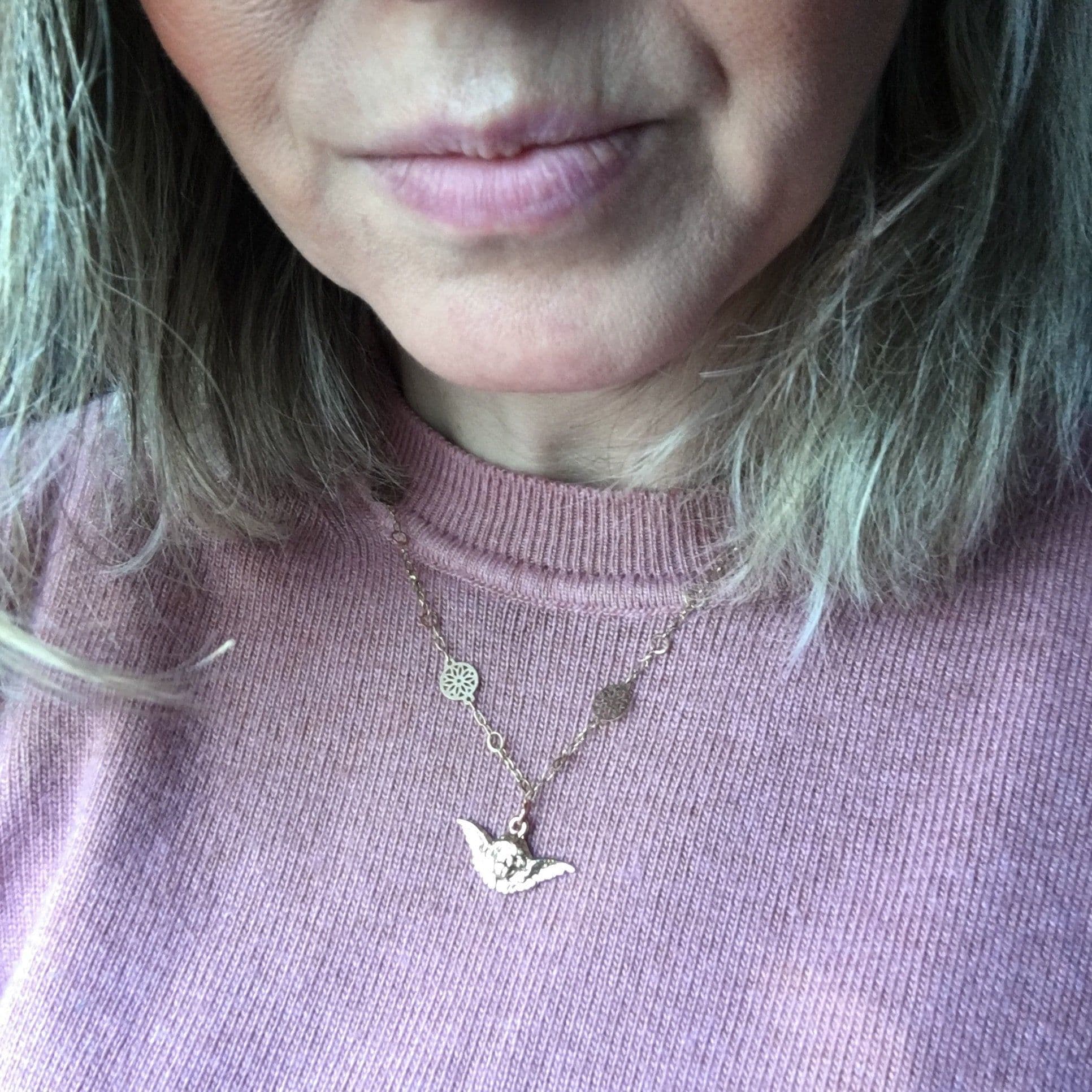 image-Cherub Charm Necklace. Lucky Necklace