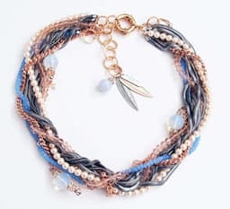 image-Pearls, lilac crystals and calcedony multi strand necklace