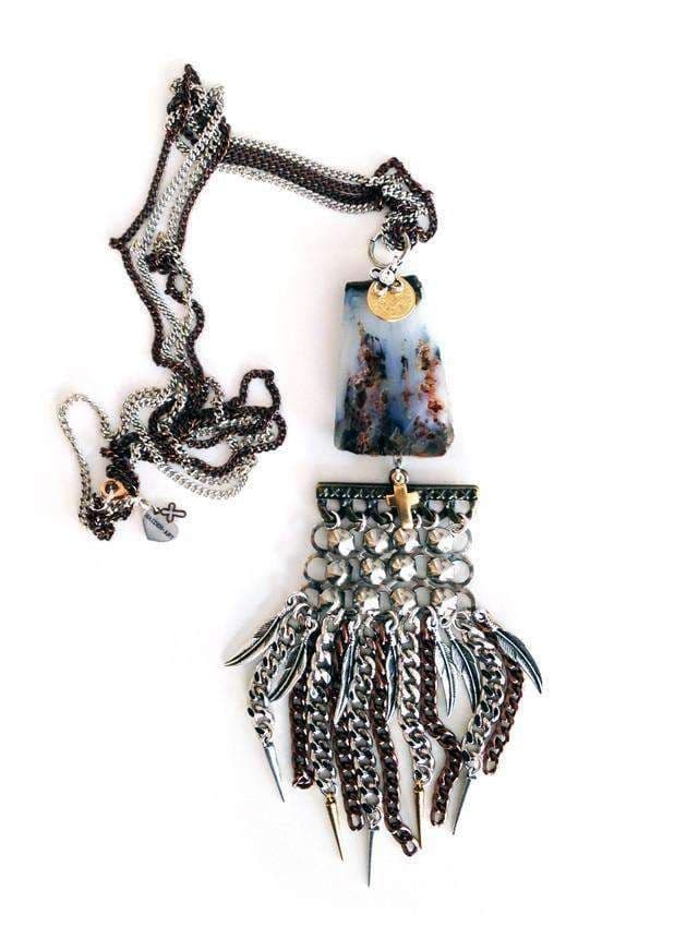 image-Lariat and Y necklace with Swarovski crystals, natural stones, charms
