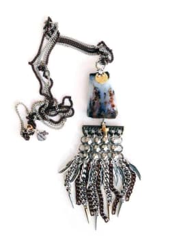 image-Lariat and Y necklace with Swarovski crystals, natural stones, charms