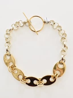 image-Gold Plated Oversized Marine Chain Necklace and Bracelet.