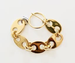 image-Gold Plated Oversized Marine Chain Necklace and Bracelet.